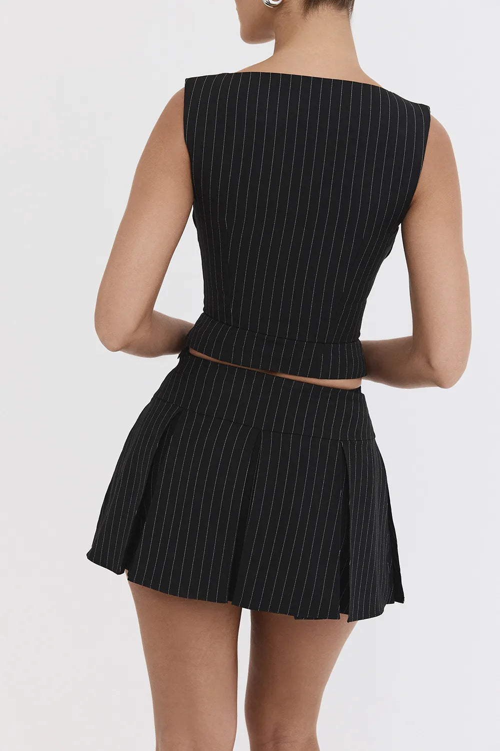 Mistress Rocks Black Pleated Pinstripe Mini Skirt - SALE