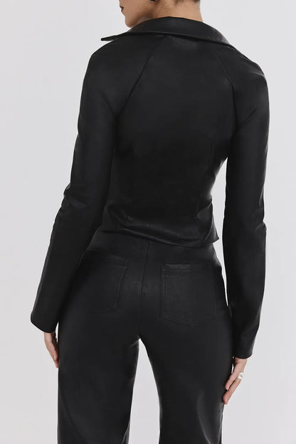 Mistress Rocks Black Vegan Leather Lace Up Top - SALE