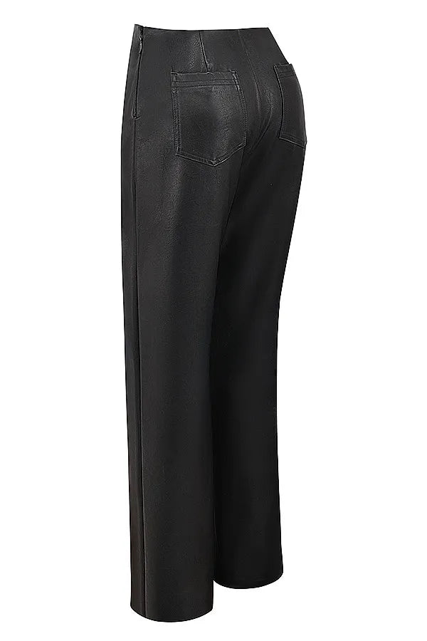 Mistress Rocks Black Baggy Vegan Leather Trousers - SALE