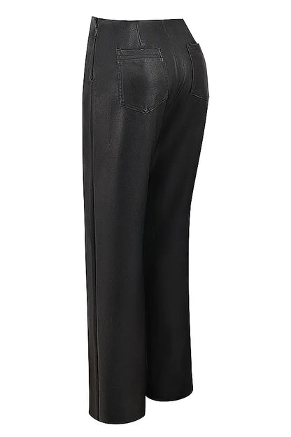 Mistress Rocks Black Baggy Vegan Leather Trousers - SALE