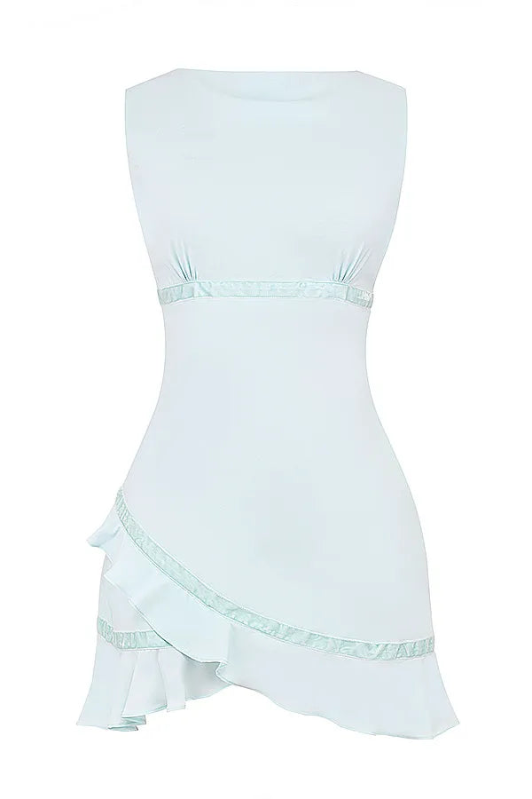 Mistress Rocks Baby Blue Asymmetric Ruffle Mini Dress - SALE