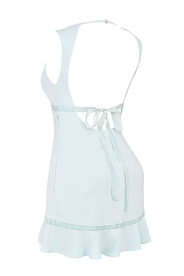 Mistress Rocks Baby Blue Asymmetric Ruffle Mini Dress - SALE