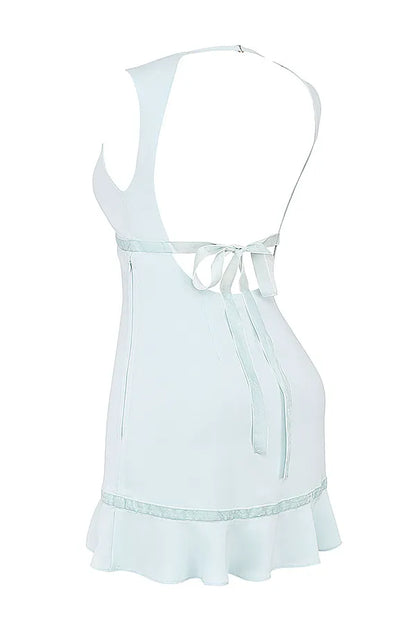 Mistress Rocks Baby Blue Asymmetric Ruffle Mini Dress - SALE