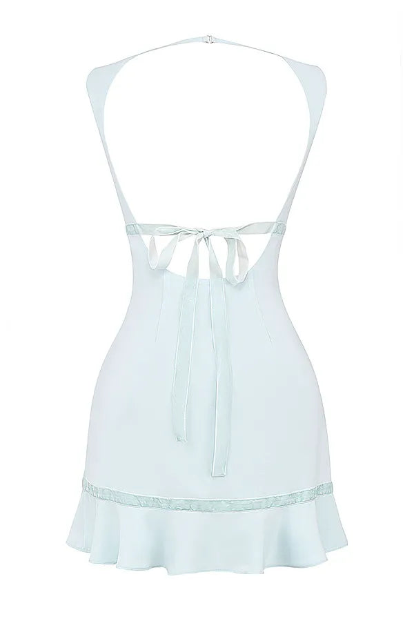 Mistress Rocks Baby Blue Asymmetric Ruffle Mini Dress - SALE