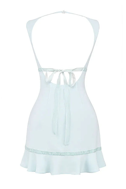 Mistress Rocks Baby Blue Asymmetric Ruffle Mini Dress - SALE
