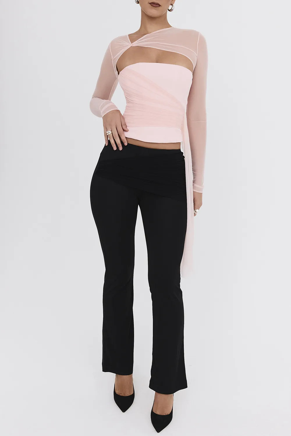 Mistress Rocks Black Draped Panel Trousers - SALE