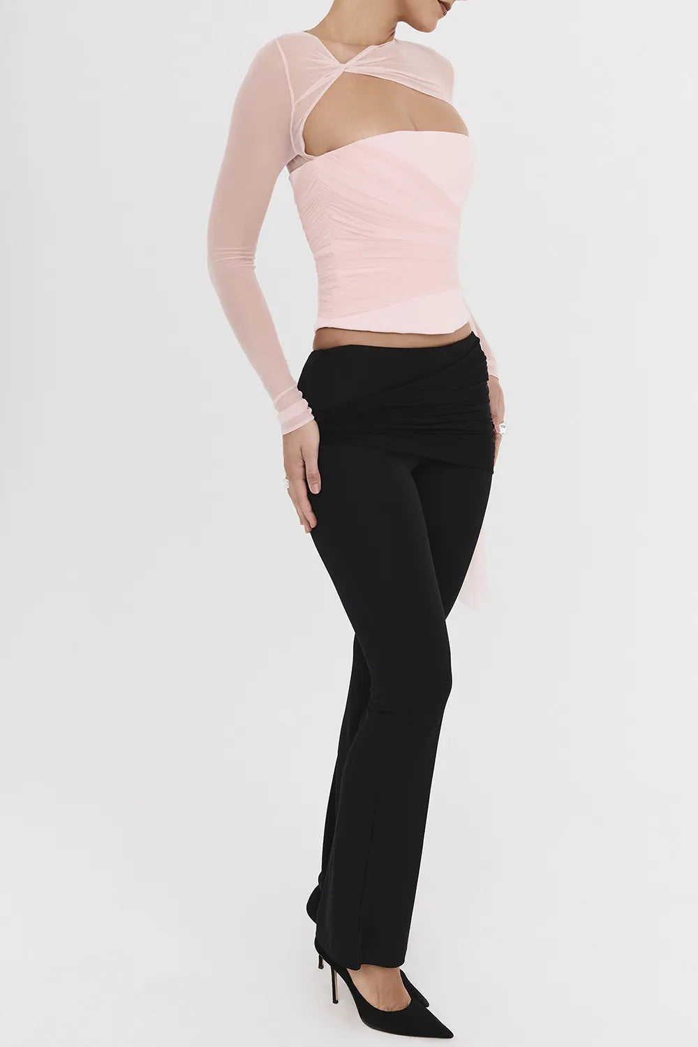 Mistress Rocks Black Draped Panel Trousers - SALE