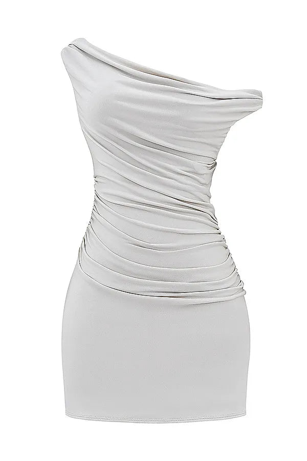 Mistress Rocks Taupe Off Shoulder Mini Dress - SALE