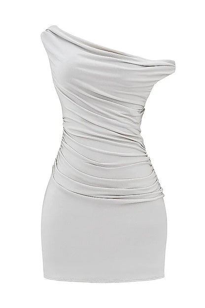 Mistress Rocks Taupe Off Shoulder Mini Dress - SALE