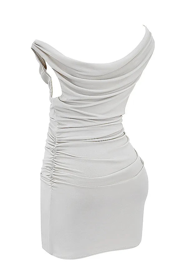 Mistress Rocks Taupe Off Shoulder Mini Dress - SALE