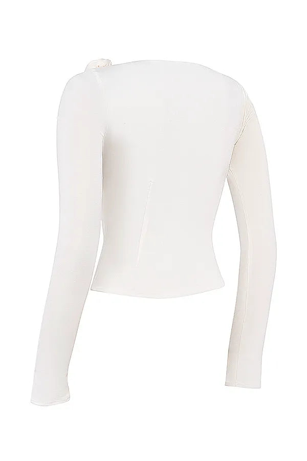 Mistress Rocks Ivory Flower Embellished Top - SALE