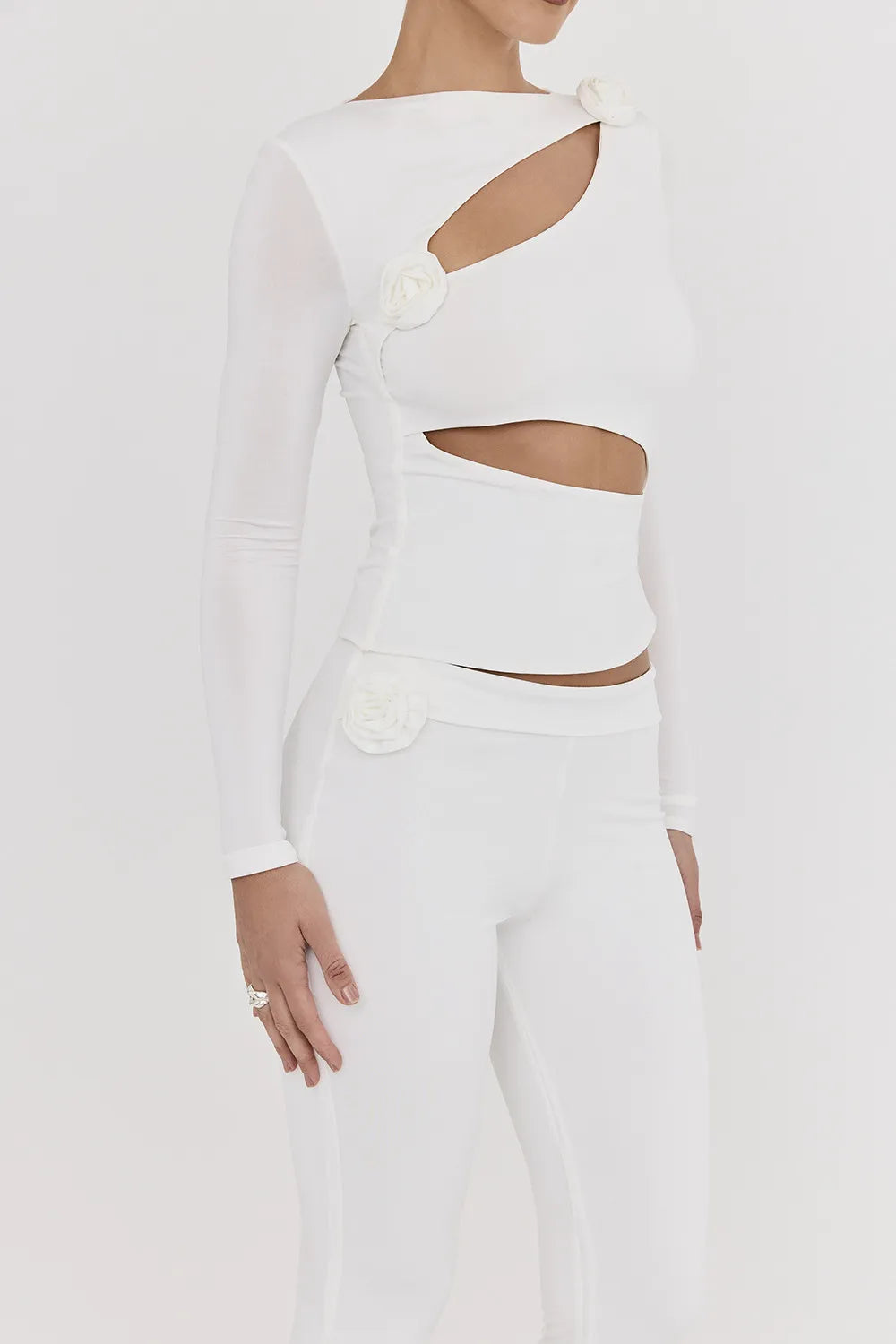 Mistress Rocks Ivory Flower Embellished Top - SALE