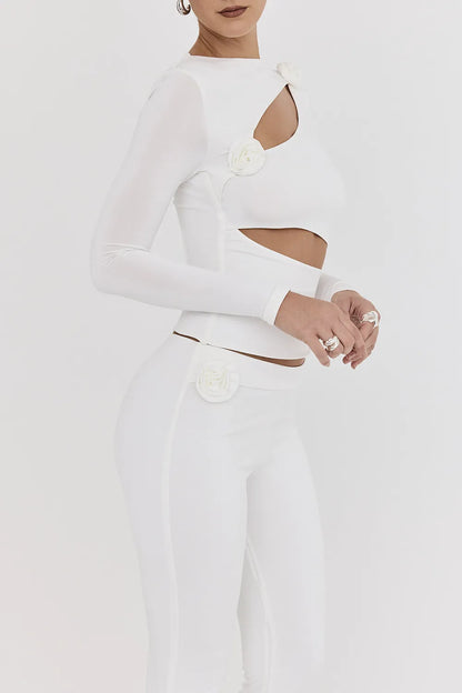 Mistress Rocks Ivory Flower Embellished Top - SALE