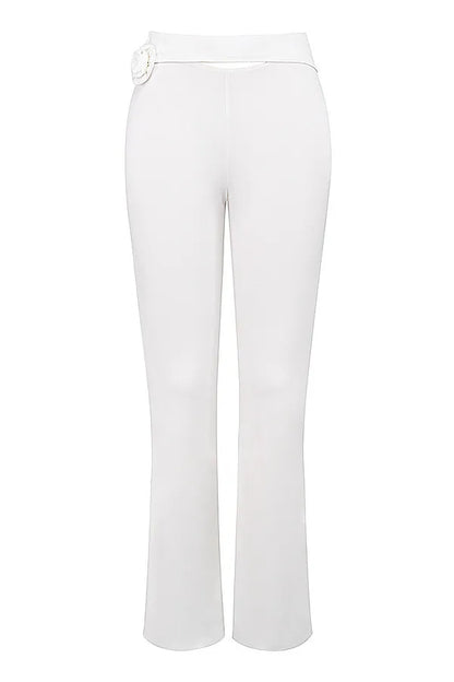 Mistress Rocks Ivory Flower Embellished Trousers - SALE
