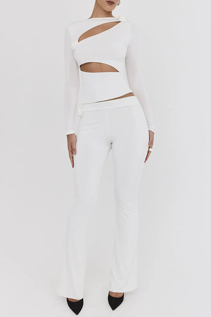 Mistress Rocks Ivory Flower Embellished Trousers - SALE