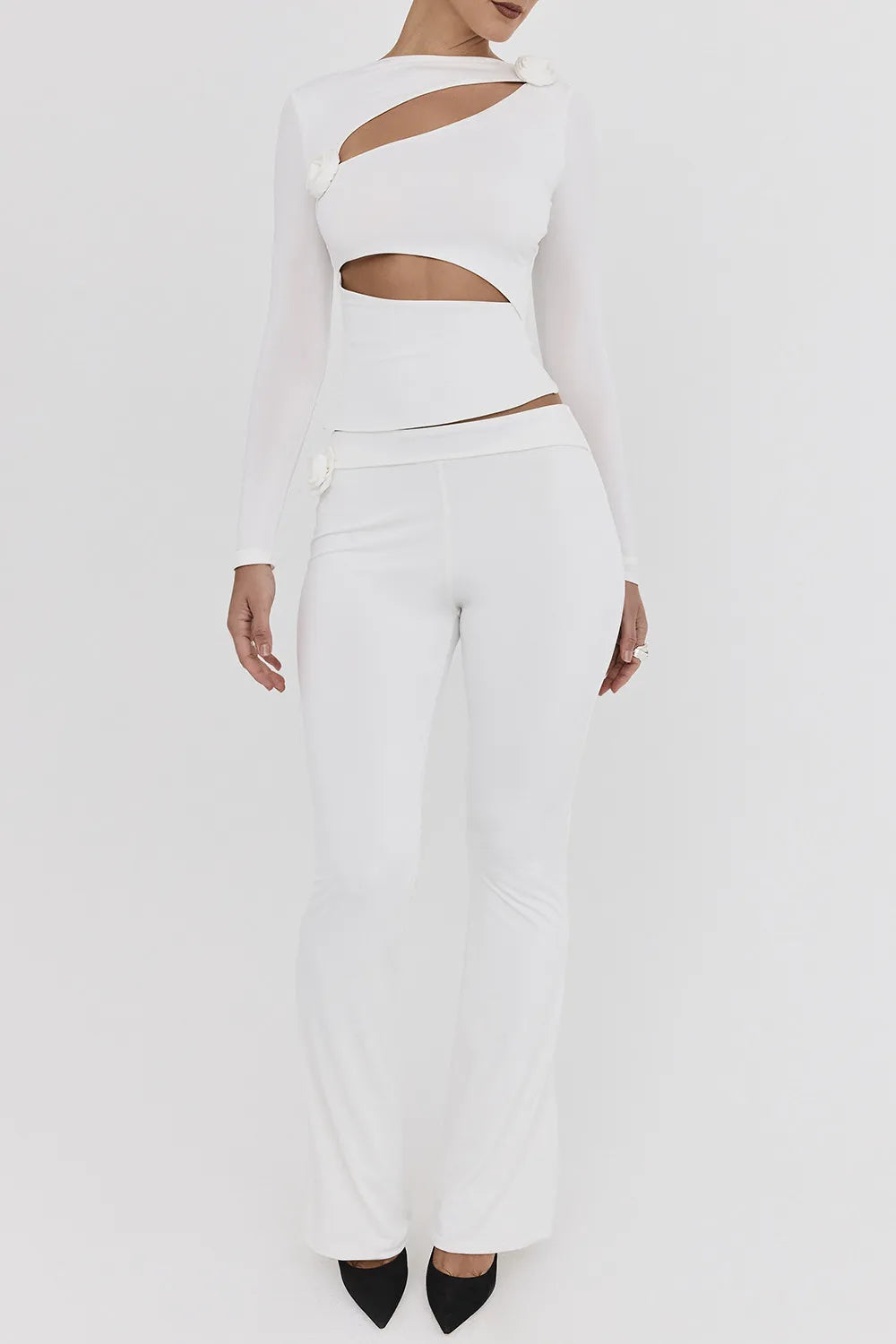 Mistress Rocks Ivory Flower Embellished Trousers - SALE