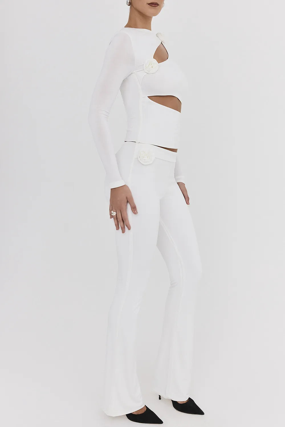 Mistress Rocks Ivory Flower Embellished Trousers - SALE