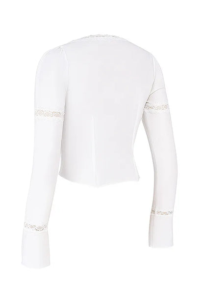 Mistress Rocks White Lace Trim Blouse - SALE