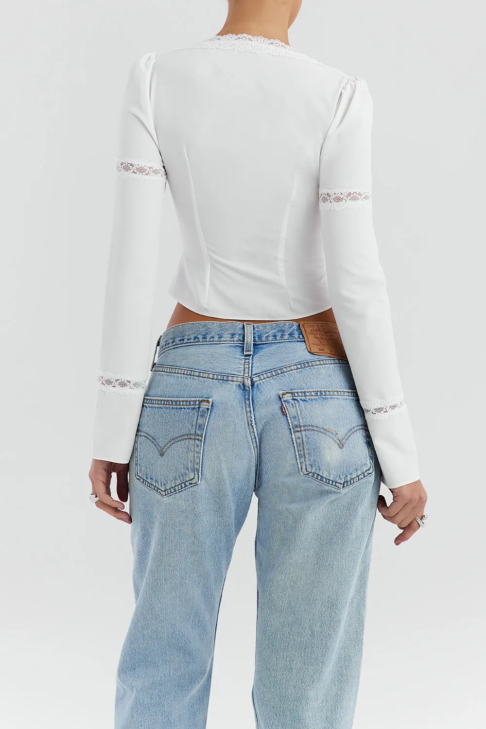 Mistress Rocks White Lace Trim Blouse - SALE