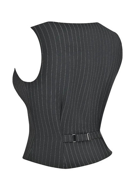 Mistress Rocks Black Pinstripe Waistcoat - SALE