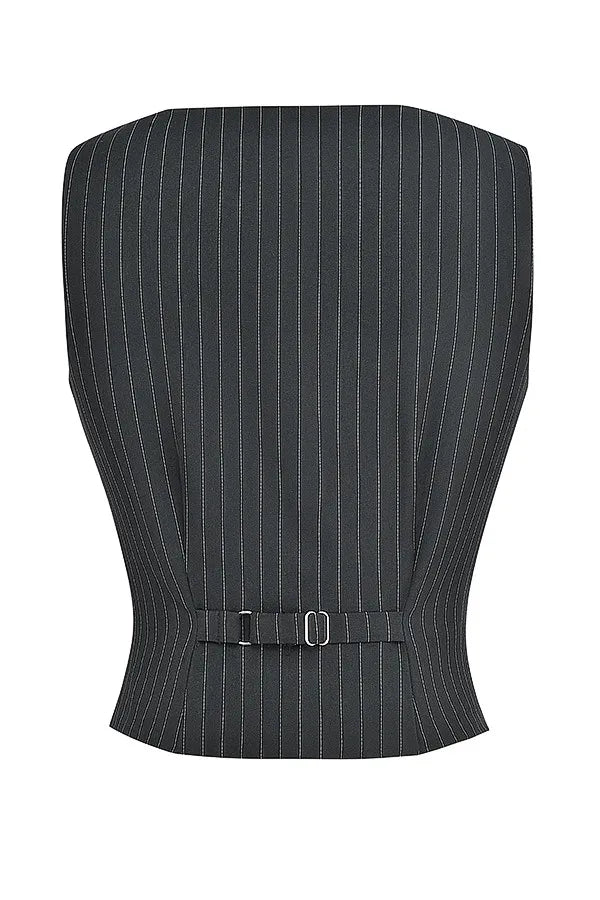 Mistress Rocks Black Pinstripe Waistcoat - SALE