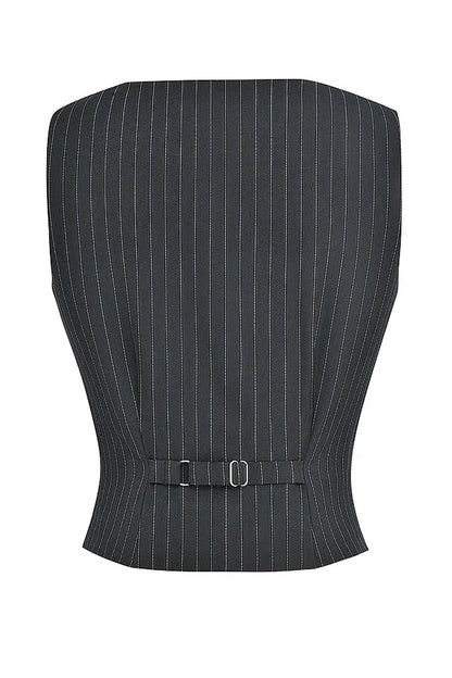 Mistress Rocks Black Pinstripe Waistcoat - SALE