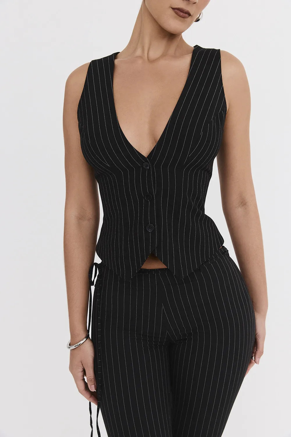 Mistress Rocks Black Pinstripe Waistcoat - SALE