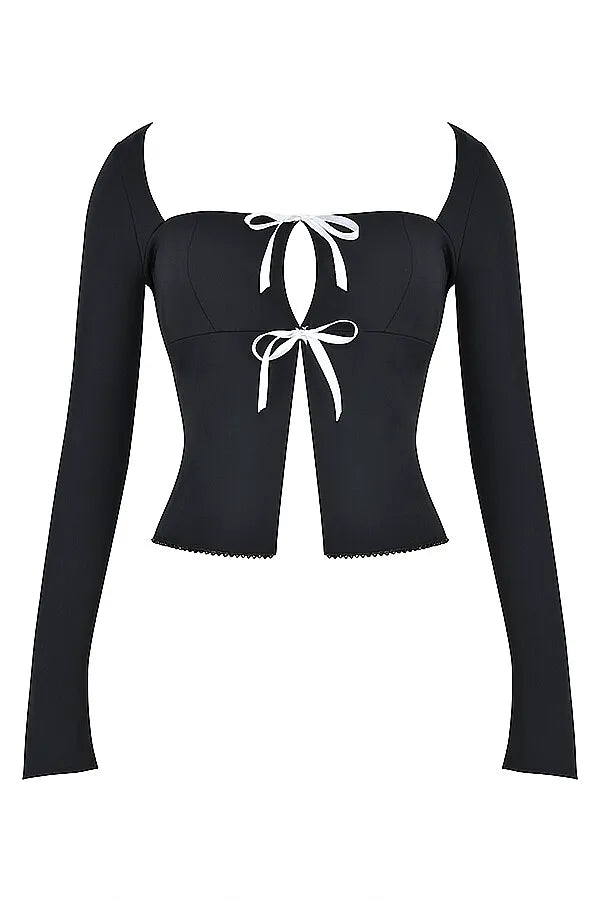 Mistress Rocks Black & Ivory Embellished Top - SALE