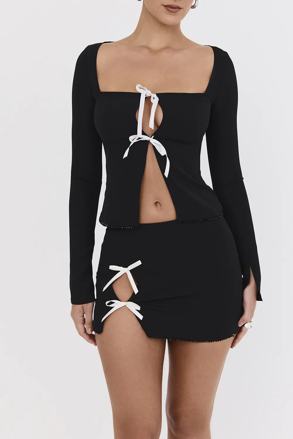 Mistress Rocks Black & Ivory Embellished Top - SALE