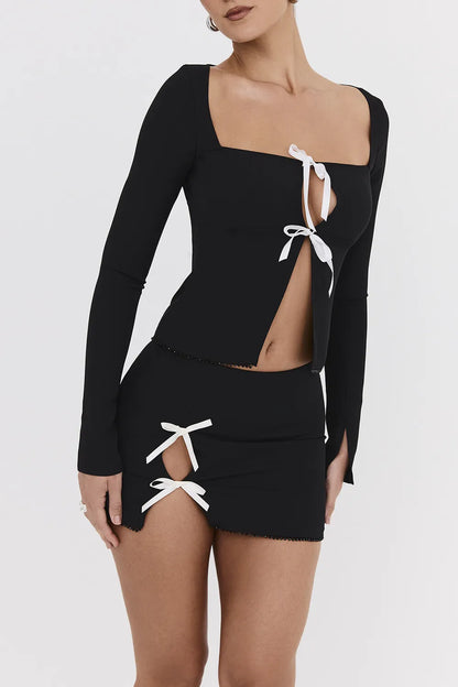 Mistress Rocks Black & Ivory Embellished Top - SALE