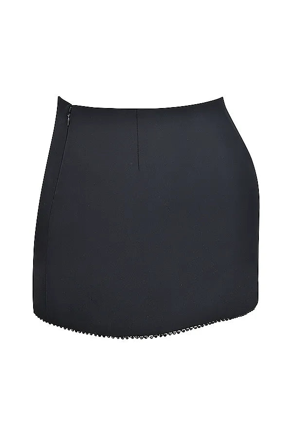 Mistress Rocks Black & Ivory Embellished Mini Skirt - SALE