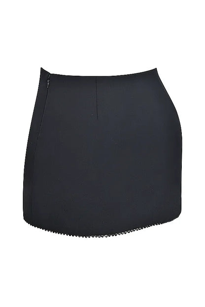 Mistress Rocks Black & Ivory Embellished Mini Skirt - SALE