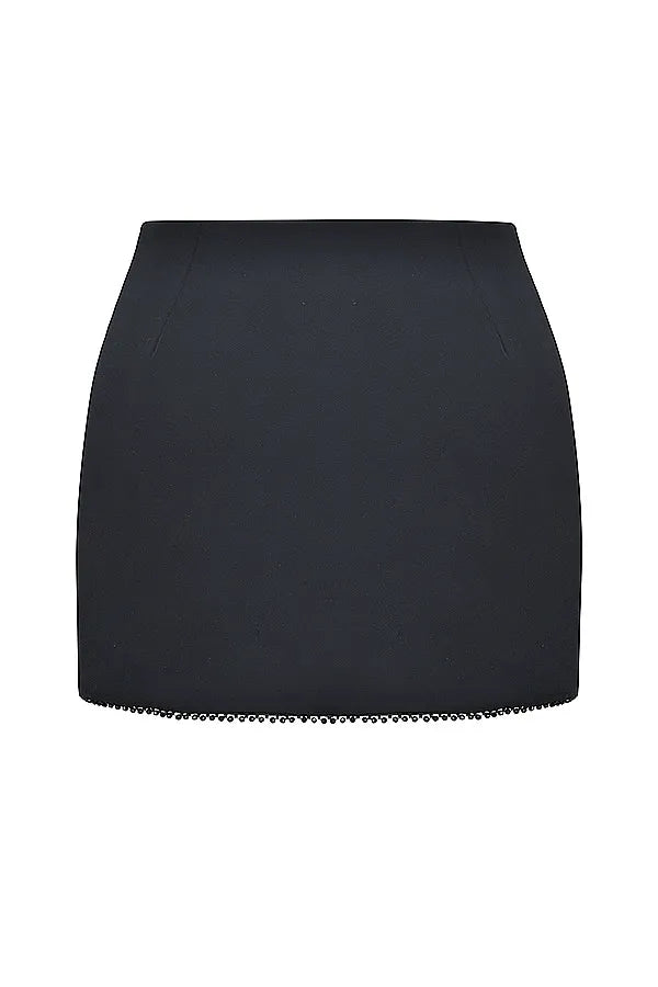 Mistress Rocks Black & Ivory Embellished Mini Skirt - SALE