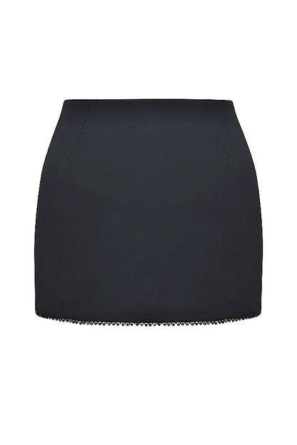 Mistress Rocks Black & Ivory Embellished Mini Skirt - SALE