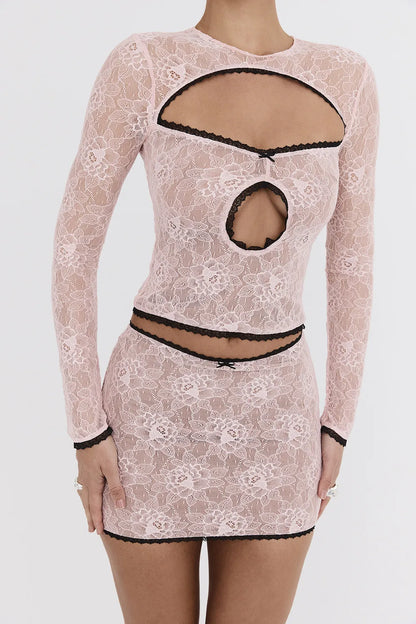 Mistress Rocks Peony Lace Cutout Top - SALE