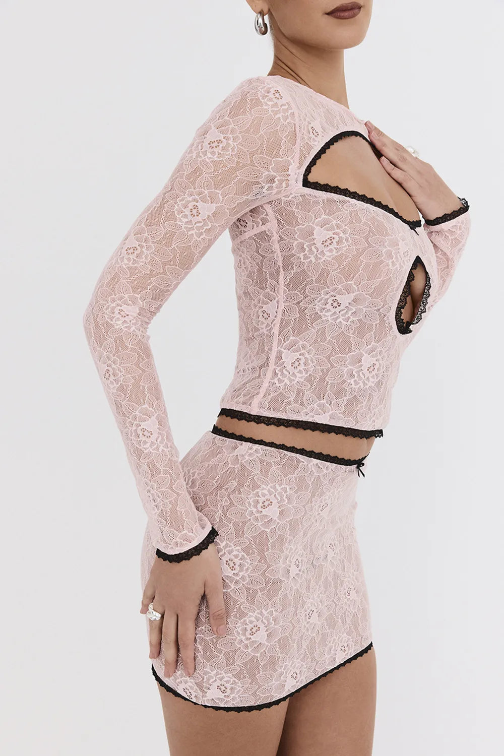 Mistress Rocks Peony Lace Cutout Top - SALE
