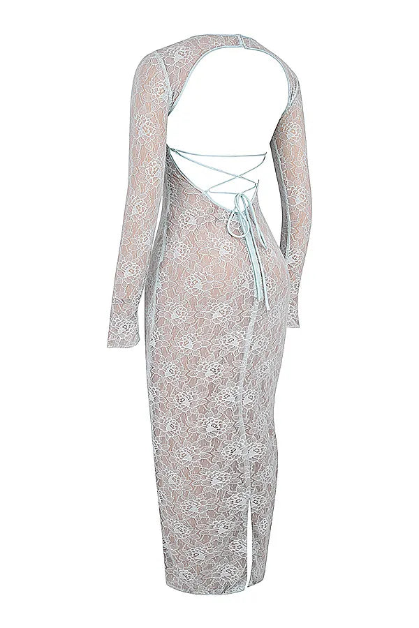 Mistress Rocks Baby Blue Lace Maxi Dress - SALE
