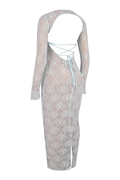 Mistress Rocks Baby Blue Lace Maxi Dress - SALE