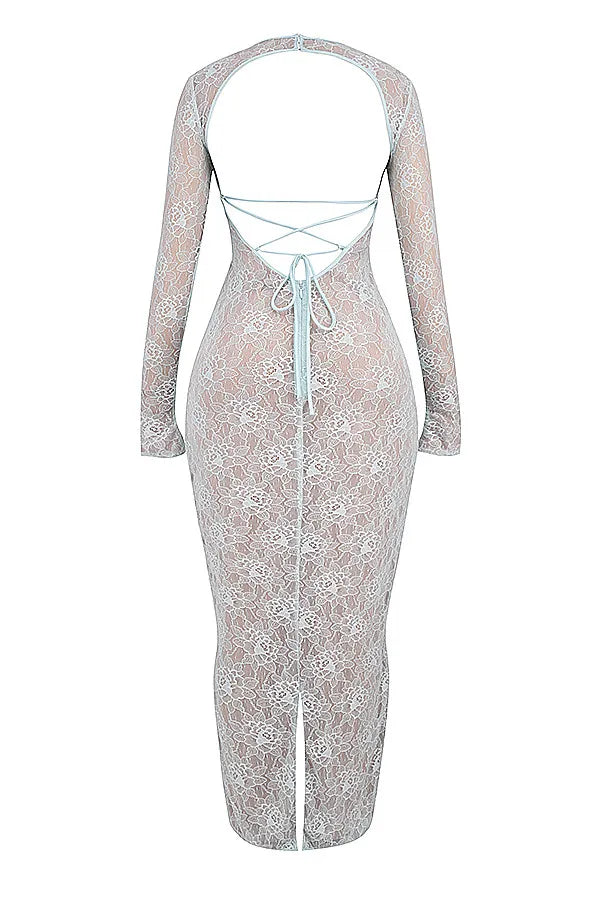 Mistress Rocks Baby Blue Lace Maxi Dress - SALE