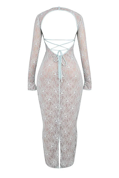 Mistress Rocks Baby Blue Lace Maxi Dress - SALE
