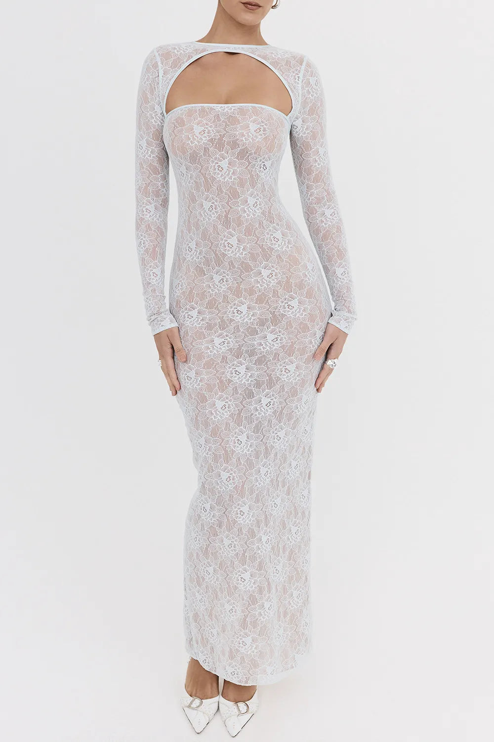 Mistress Rocks Baby Blue Lace Maxi Dress - SALE