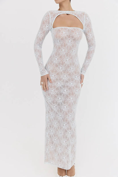 Mistress Rocks Baby Blue Lace Maxi Dress - SALE