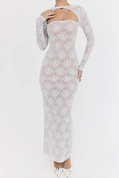 Mistress Rocks Baby Blue Lace Maxi Dress - SALE