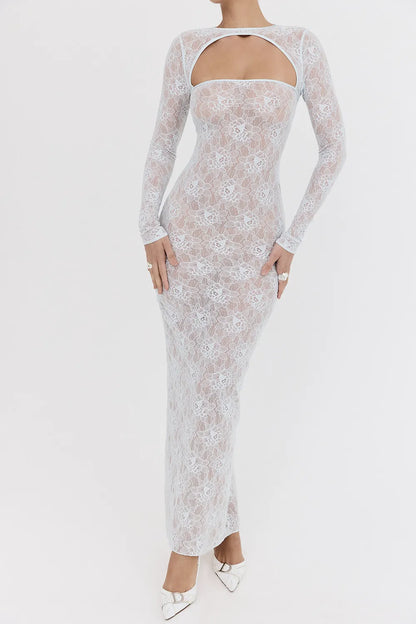 Mistress Rocks Baby Blue Lace Maxi Dress - SALE