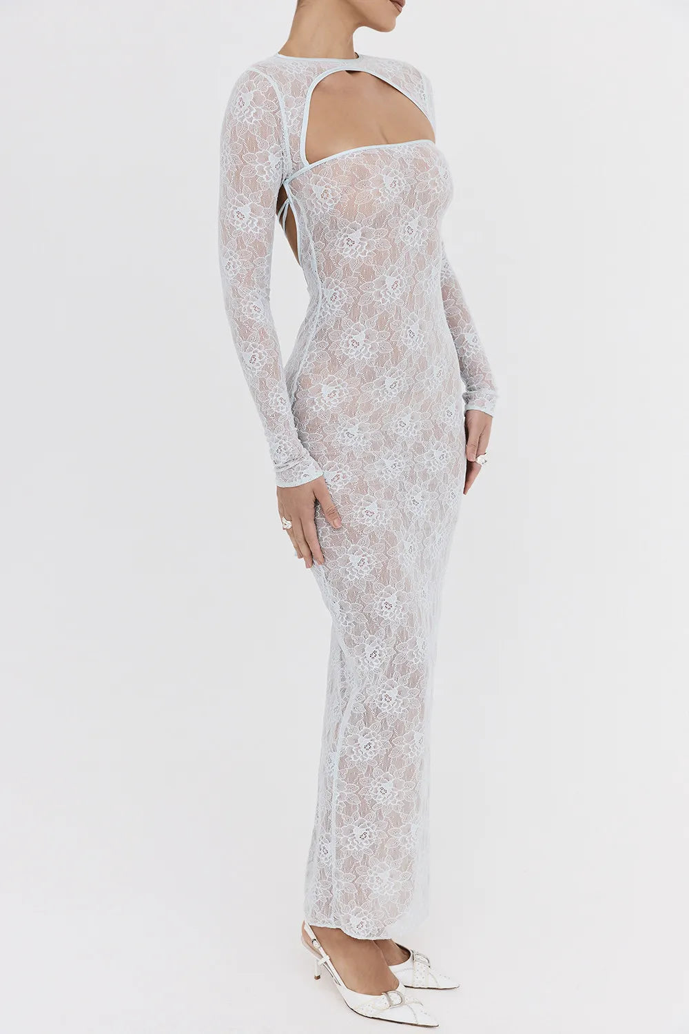 Mistress Rocks Baby Blue Lace Maxi Dress - SALE