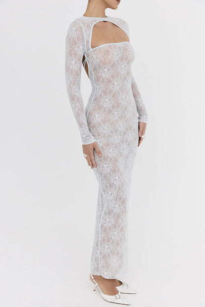 Mistress Rocks Baby Blue Lace Maxi Dress - SALE