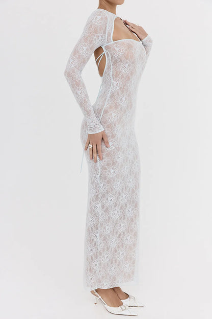 Mistress Rocks Baby Blue Lace Maxi Dress - SALE