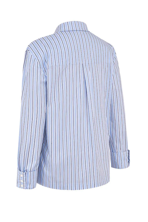 Mistress Rocks Blue Striped Boxy Shirt - SALE