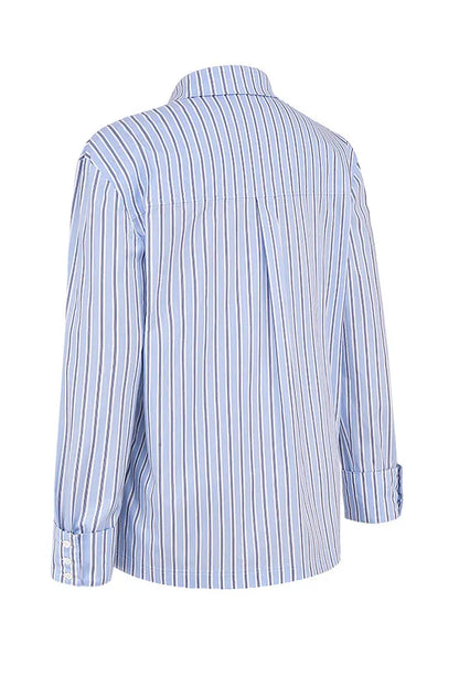 Mistress Rocks Blue Striped Boxy Shirt - SALE