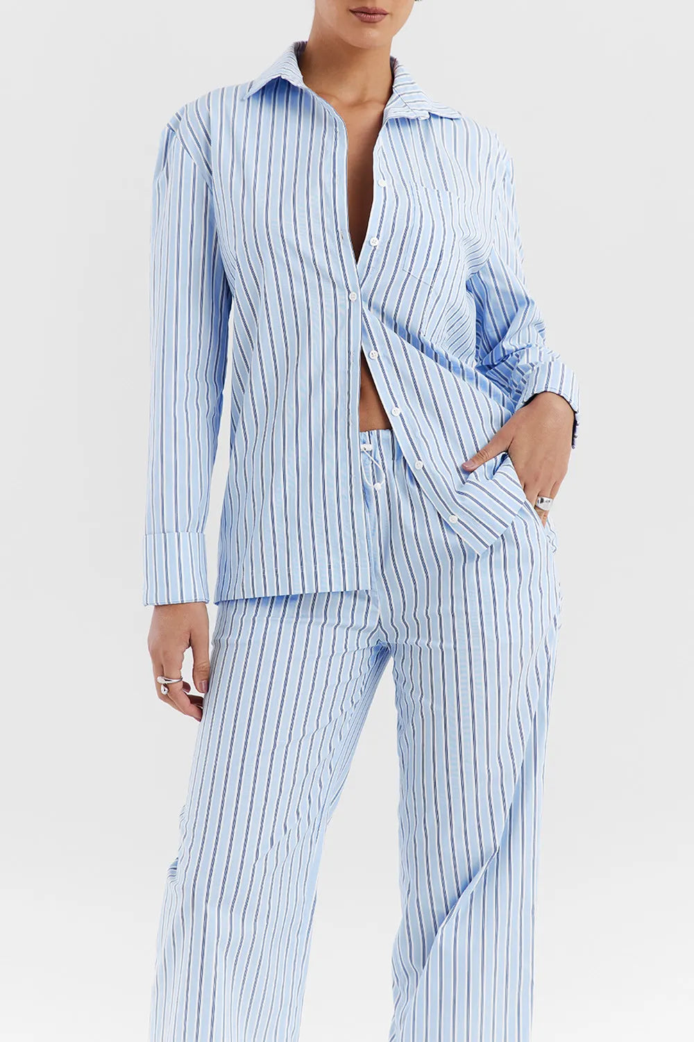 Mistress Rocks Blue Striped Boxy Shirt - SALE